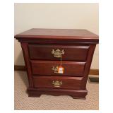 Three-Drawer Wood Nightstand with Brass Pulls