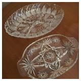 Two Vintage Glass Relish Dishes