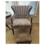 Shell Back Chair and Upholstered Stool Set