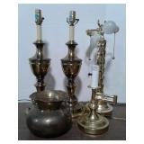 Brass Lamps & Pot