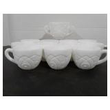 Milk Glass Tea Cups & Sugar Bowl