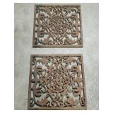 Two Vintage Cast Iron Wall Decor