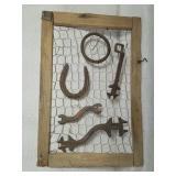 Vintage Tool & Horseshoe Wall Hanging