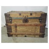 Vintage Flat-Top Steamer Trunk