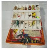 Vintage Adventurer Tackle Box with Lures & Reel