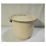 Vintage Enamelware Chamber Pot with Lid