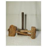 Three Primitive Wood Carpenter's Mallets