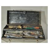 Vintage Toolbox with Socket Wrenches & More