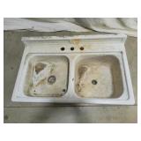 Vintage Porcelain Double Kitchen Sink