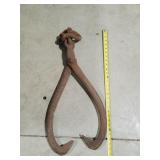 Primitive Iron Log Tongs