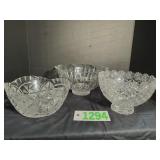 Three Vintage Decorative Pressed Glass Bowls