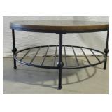 Rustic Wooden Top Round Coffee Table