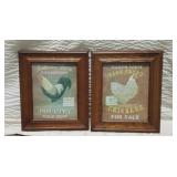 Framed Farmhouse Hen & Rooster Prints