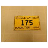 Single Carter 175 motorcycle licence plate Single Carter 175 motorcycle licence plate