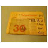 The Toronto Telegraph Oct 30 1971 Last Newspaper The Toronto Telegraph Oct 30 1971 Last Newspaper