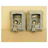 2-Vintage Occupied Japan Frame Girl Wall Pockets 2-Vintage Occupied Japan Frame Girl Wall Pockets