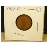 1917 D  US Wheat One Cent Coin