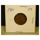 1921 US Wheat One Cent Coin