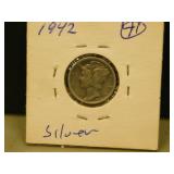 1942 US Mercury Silver 10 Cent Coin