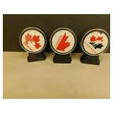 3 Team Canada Hockey Pucks