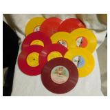 lot of 10 Children's 7 inch records/coloured vinyl