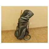 Right handed golf clus with bag and cart