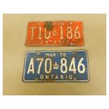 2 Vintage ontario licence plates