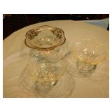 3 Fustoria Baroque Silver Trim Overlay Dishes
