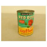 Antique Red Rose Coffee Tin - 5.5' Tall