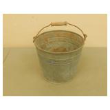 Antique galvanized metal bucket  9 in tall