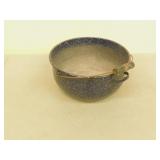 Blue and white speckled granite ware bucket