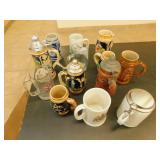 Collectable beer steins various sizes
