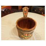 Decorative Wooden Pail - Hand Painted Austria