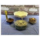 DECORATIVE GROUPING: 3 TRINKET BOXES (ONE MADE OF
