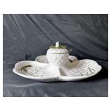 CERAMIC VEGETABLE TRAY WITH COVERED DIP