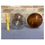 (4 PCS) GLASS ORBS - 2 CLEAR, 2 AMBER