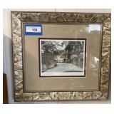 FRAMED & MATTED PRINT OF COTTAGES, SIGNED