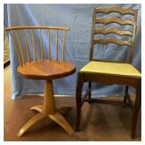 (2 PCS) WOODEN CHAIRS - 1 SCALLOPED LADDER