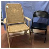 (2 PCS) FOLDING CHAIRS - 1 BLACK METAL, 1 WOVEN