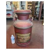 VINTAGE RED MILK CAN; MARKED BUHL-DETROIT;