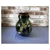 VINTAGE GREEN GLASS DEMI-JOHN W/ CORK