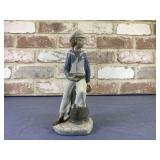 LLADRO FIGURINE - BOY WITH YACHT; RETIRED PIECE;