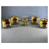 BOX LOT: 4 US HISTORY COCKTAIL GLASSES &