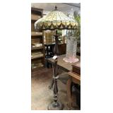 FLOOR LAMP WITH TIFFANY STYLE SHADE;  61" TALL