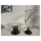 (2 PCS) CRYSTAL COMPOTE WITH STERLING HOLDER