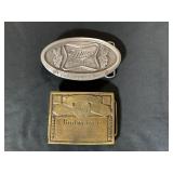 (2X) METAL ADVERTISING BELT BUCKLES -