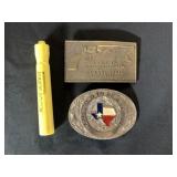 (2X) METAL COMMEMORATIVE BELT BUCKLES - 1