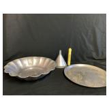 BOX LOT: 3 PCS ALUMINUM; 1 HAND FORGED - BOWL,