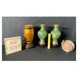 BOX LOT: 6 PCS DESIGN ITEMS - 3 WOOD CARVED