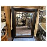 LARGE FRAMED BEVELED WALL MIRROR;  34" X 45"